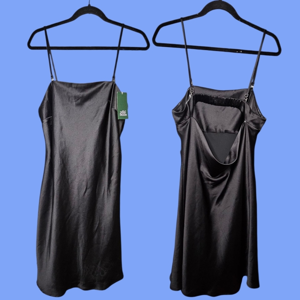 Wild Fable Black Satin Slip Dress